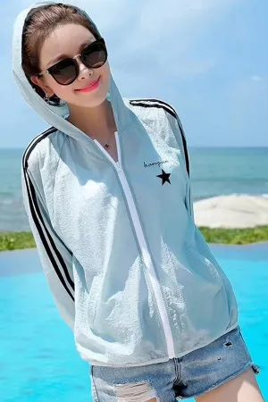 Pastel UV/Sun Protection Hoodie Zip Beach Jacket #19101