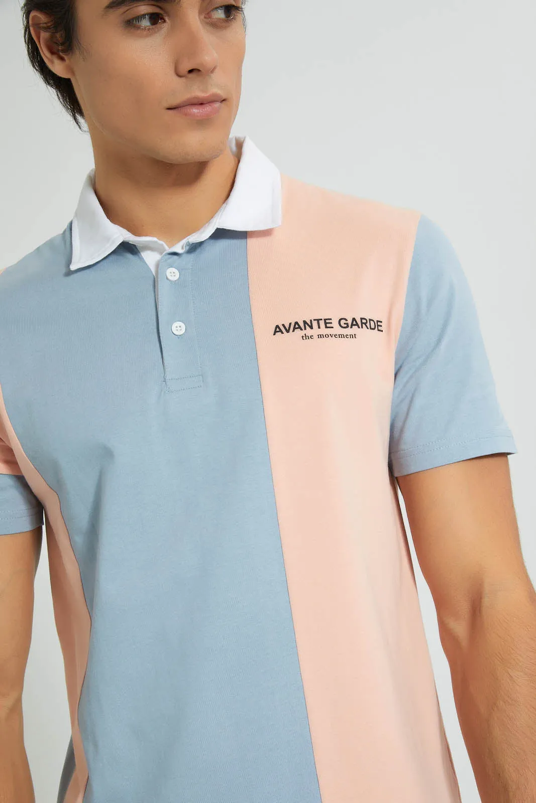 Pink And Blue Striped Polo Shirt