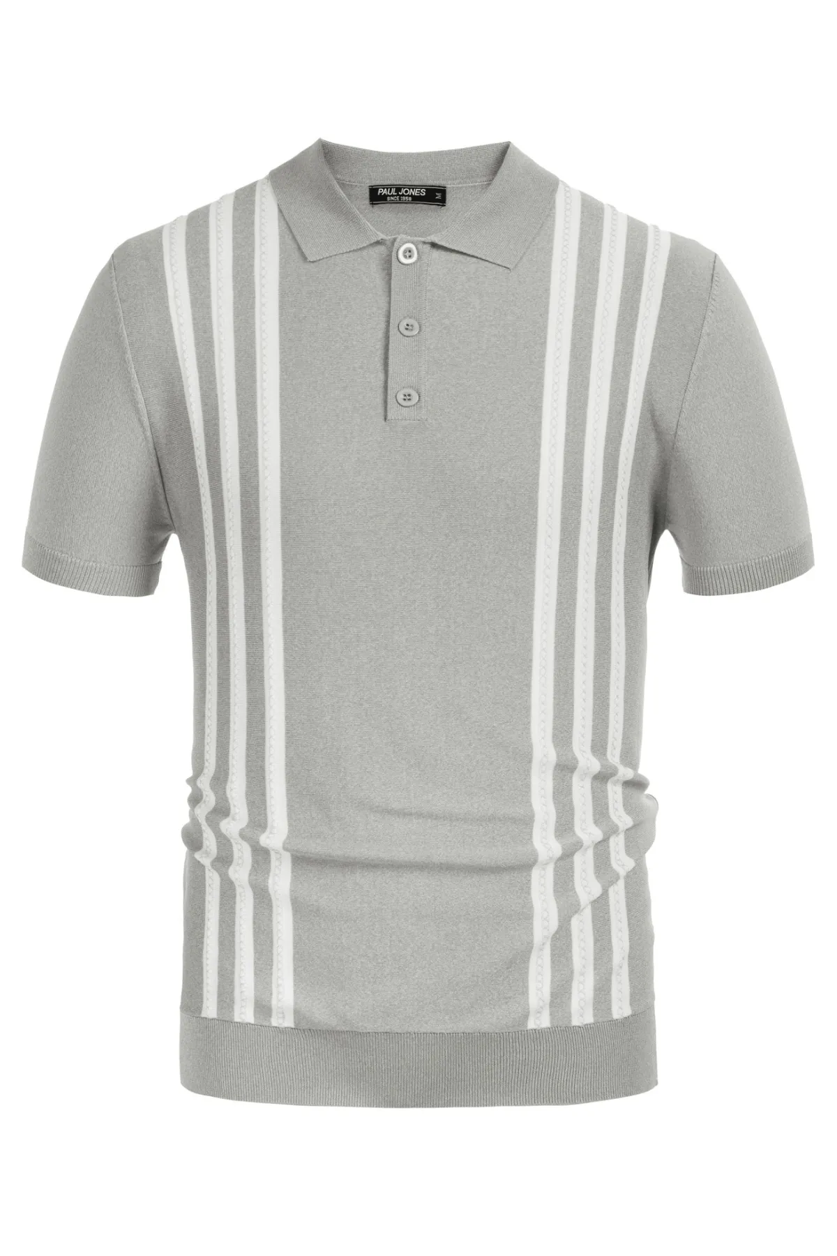 PJ Paul Jones Men's Vintage Stripe Knitted Polo Pullover Shirts Short Sleeve Golf Knit Mens Polo Shirt