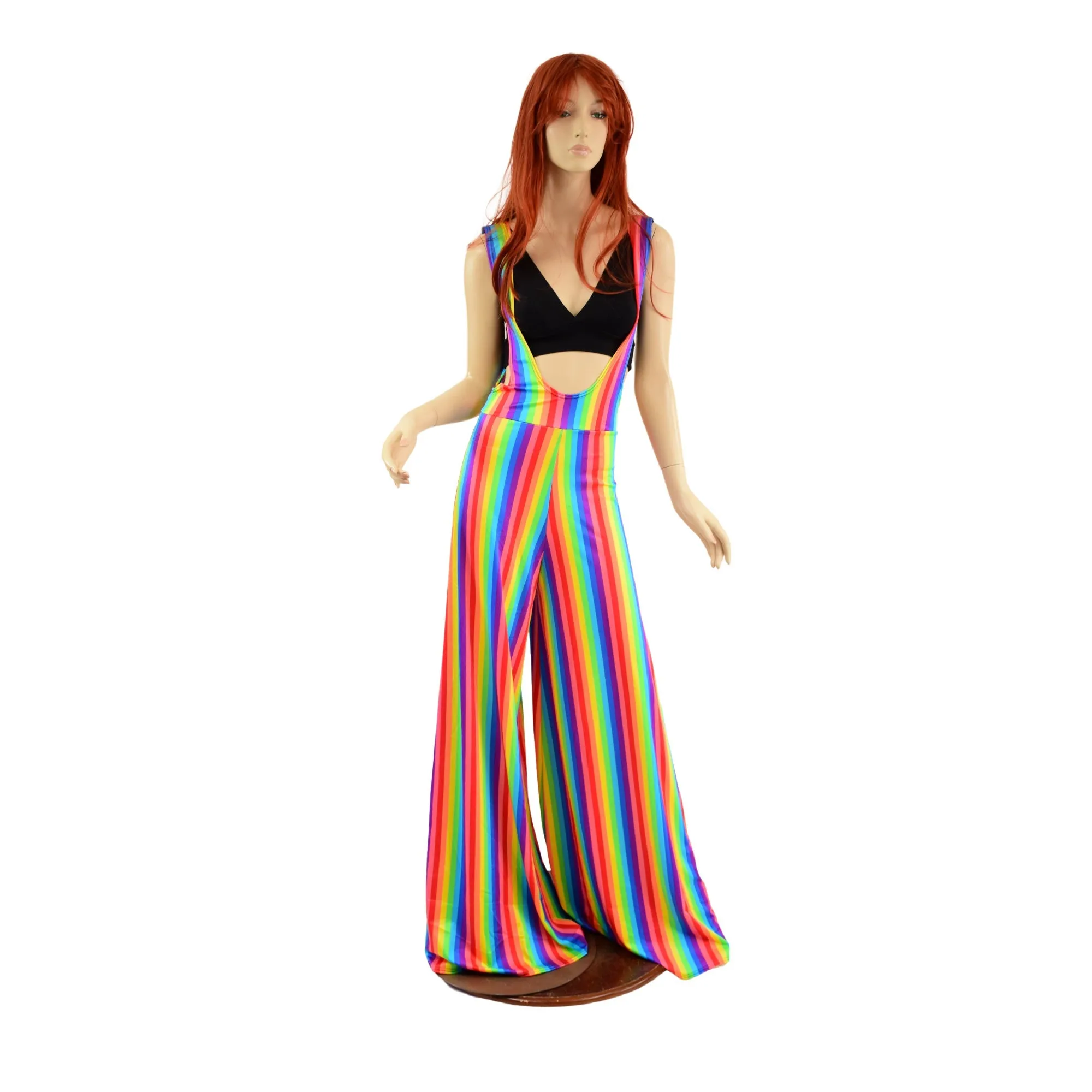 Rainbow Stripe Wide Leg Suspender Pants (Top Sold Separately)