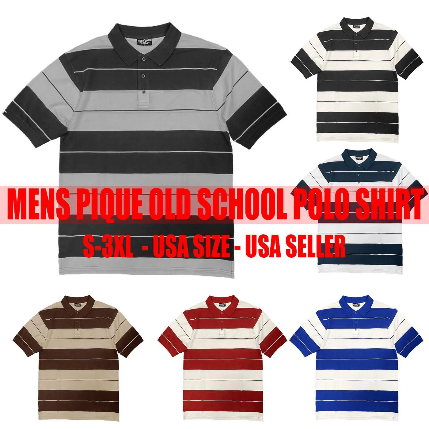 Red/White Old School Pique Polo Shirt