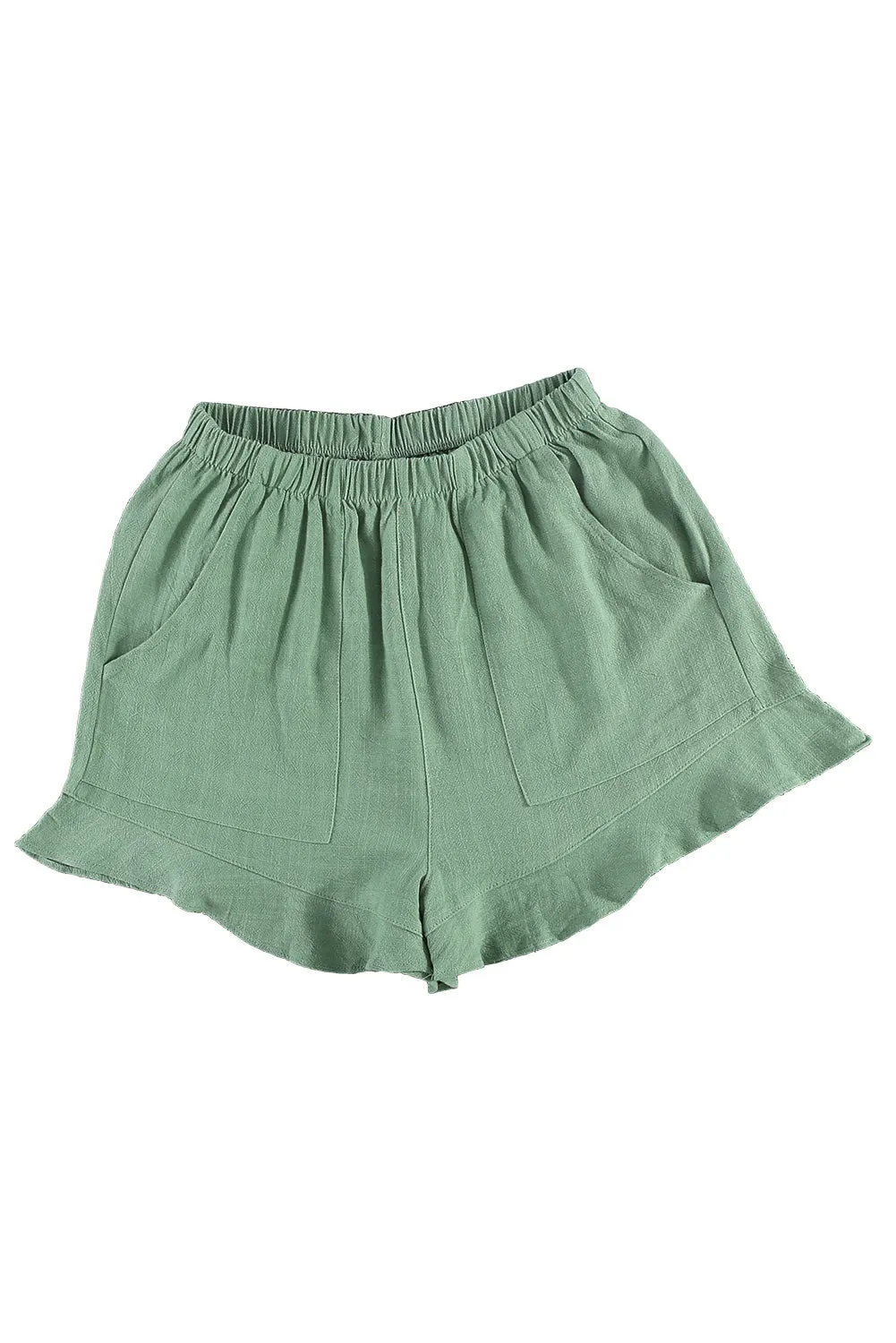 Ruffle Pocketed High Waist Shorts