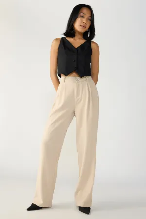 Sand Beige Double Pleated Korean Pants