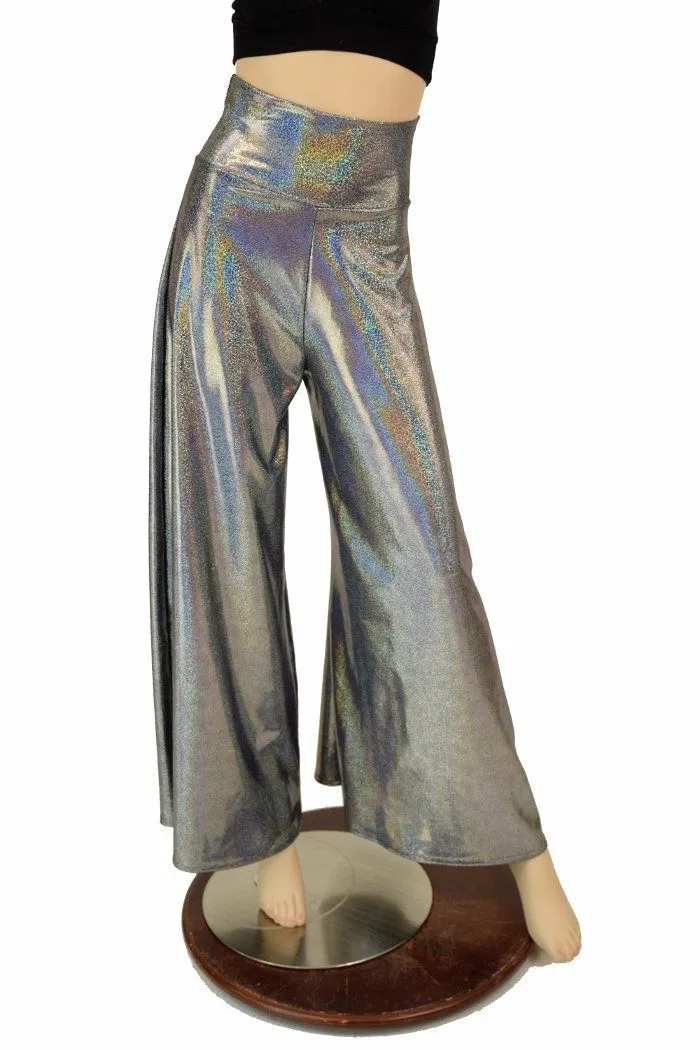 Silver Holo Wide Leg Pants