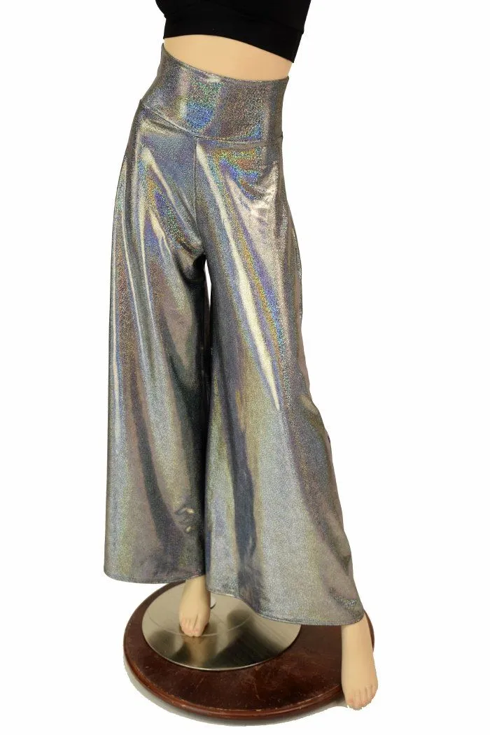 Silver Holo Wide Leg Pants