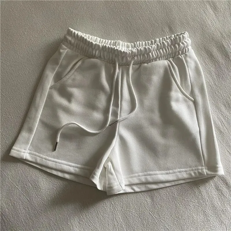 Solid Drawstring Elastic Waist Shorts