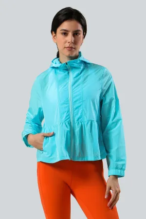 Sun Protection Full-Zip Ruched Track Jacket Hoodie