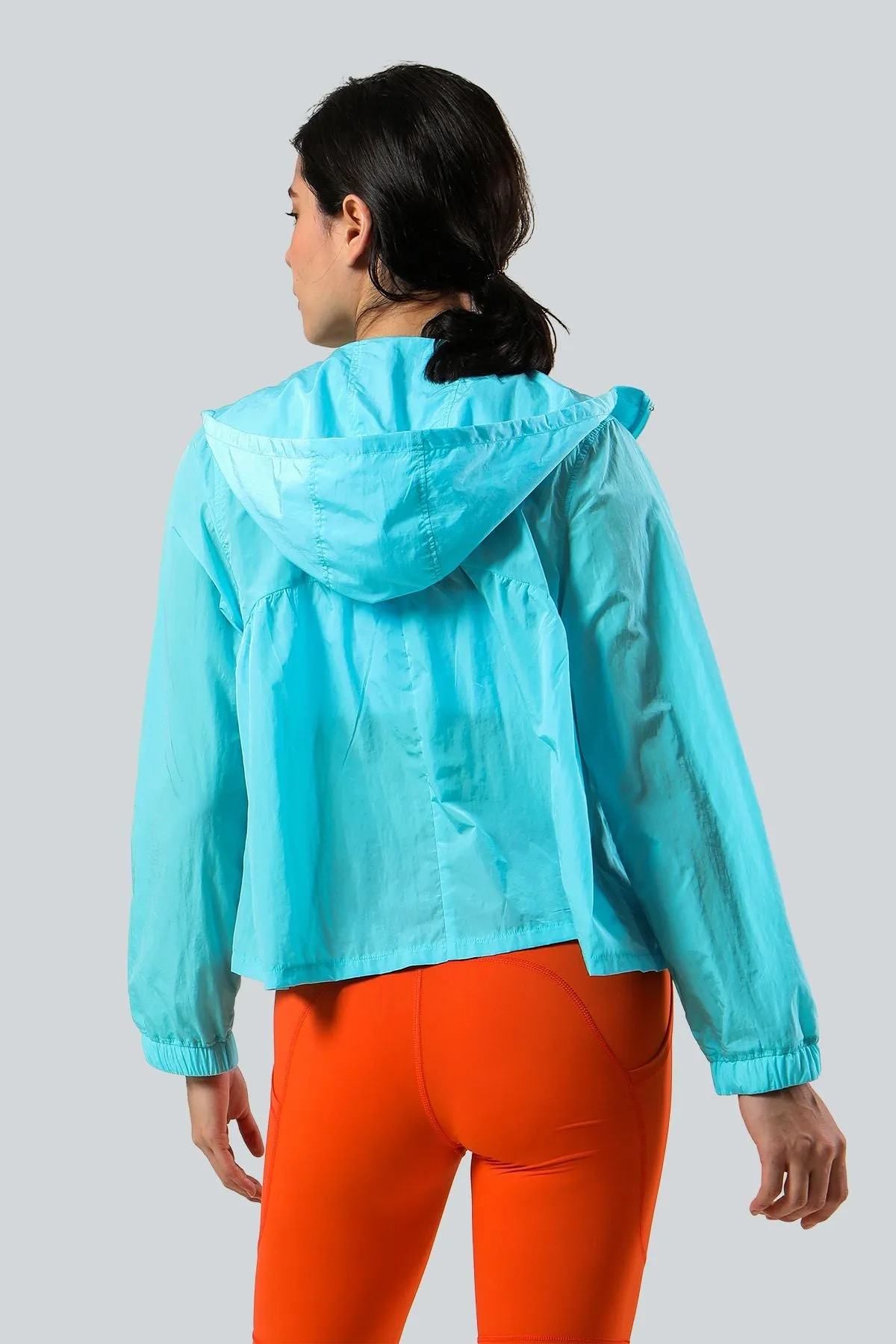 Sun Protection Full-Zip Ruched Track Jacket Hoodie