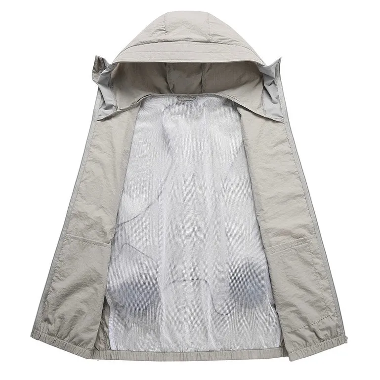 Sun-Protective Cooling Fan Jacket with Smart Temperature Control for Outdoor Comfort