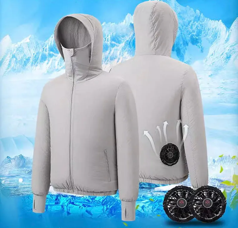 Sun-Protective Cooling Fan Jacket with Smart Temperature Control for Outdoor Comfort