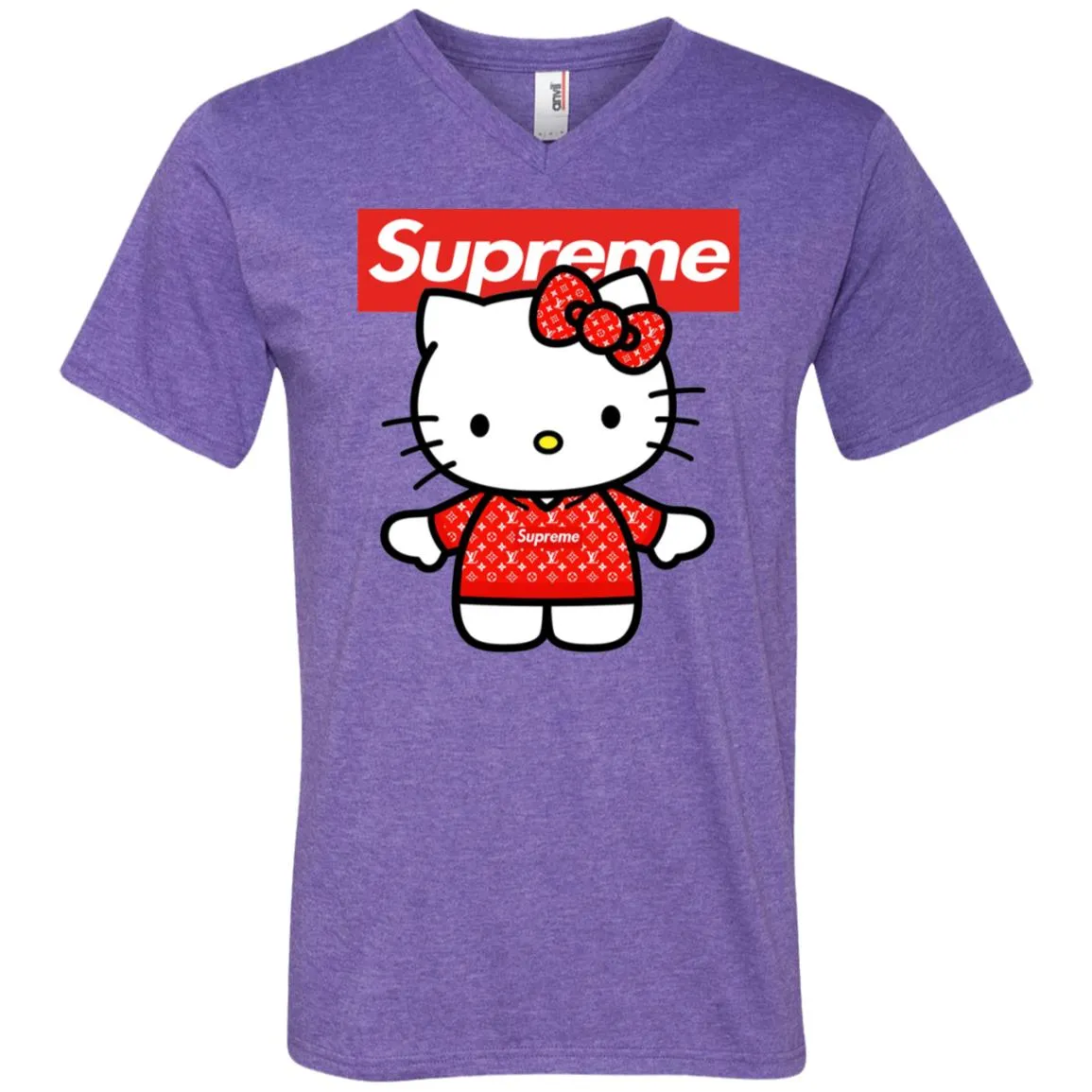 Supreme Hello Kitty Loves T-shirt Men V-Neck T-Shirt