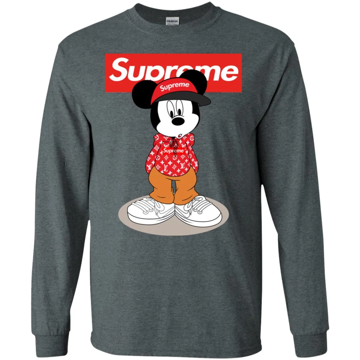 Supreme Mickey Mouse T-shirt Men Long Sleeve Shirt