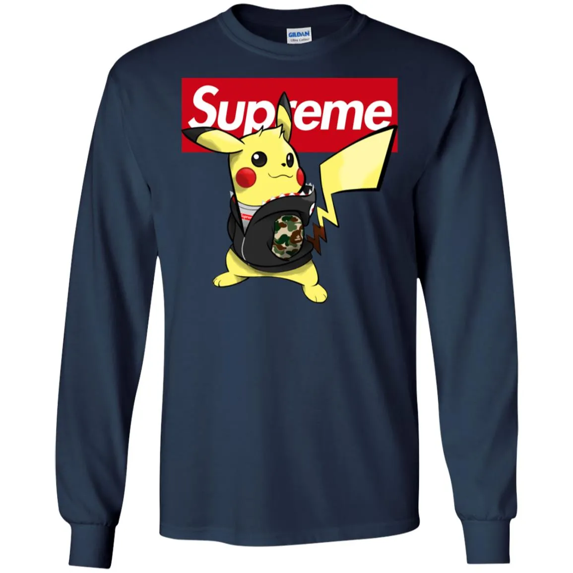 Supreme Pikachu T-shirt Men Long Sleeve Shirt