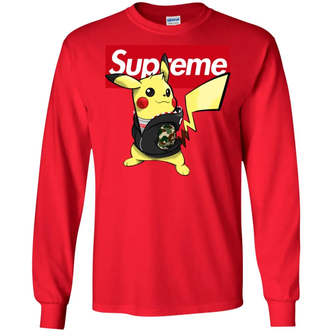 Supreme Pikachu T-shirt Men Long Sleeve Shirt