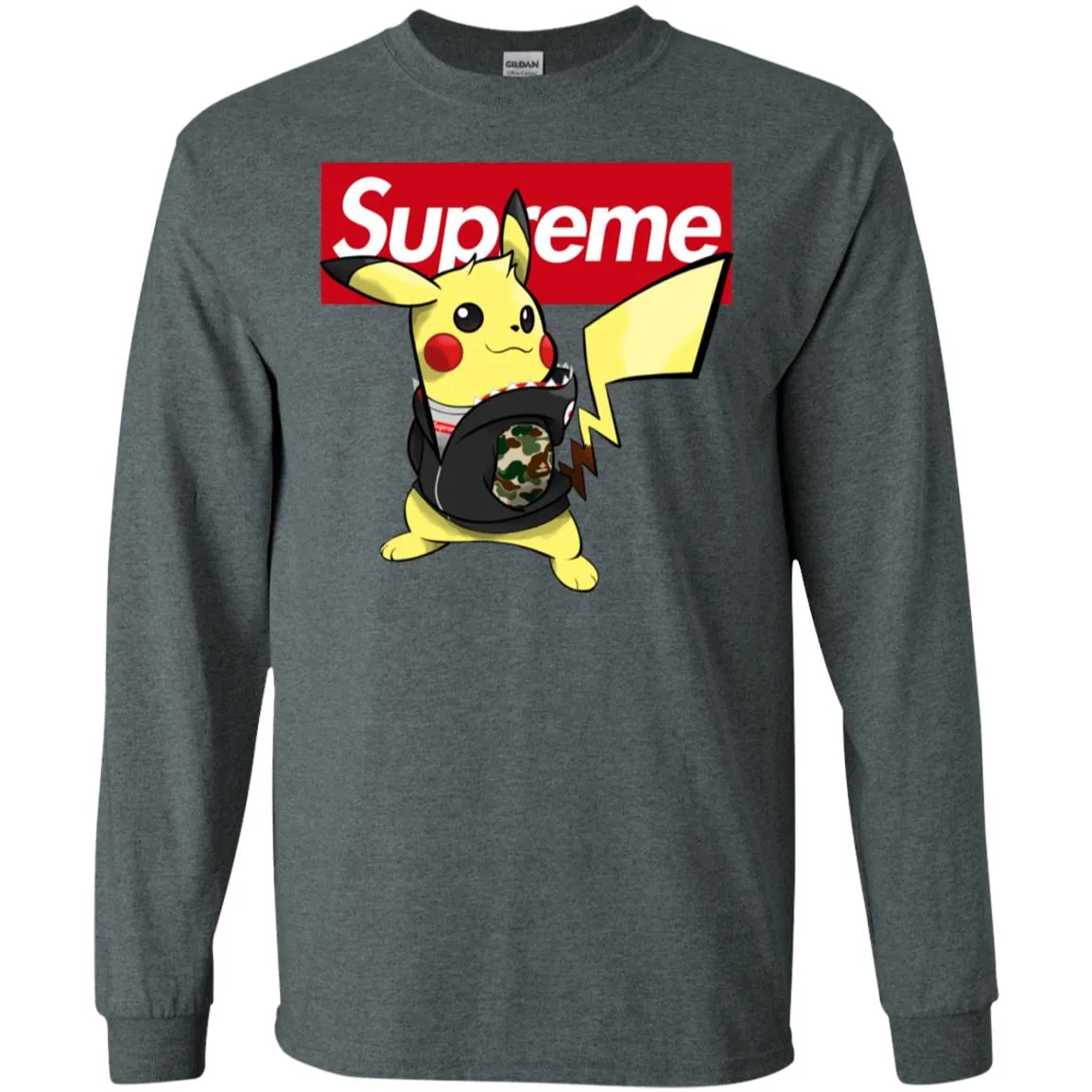 Supreme Pikachu T-shirt Men Long Sleeve Shirt