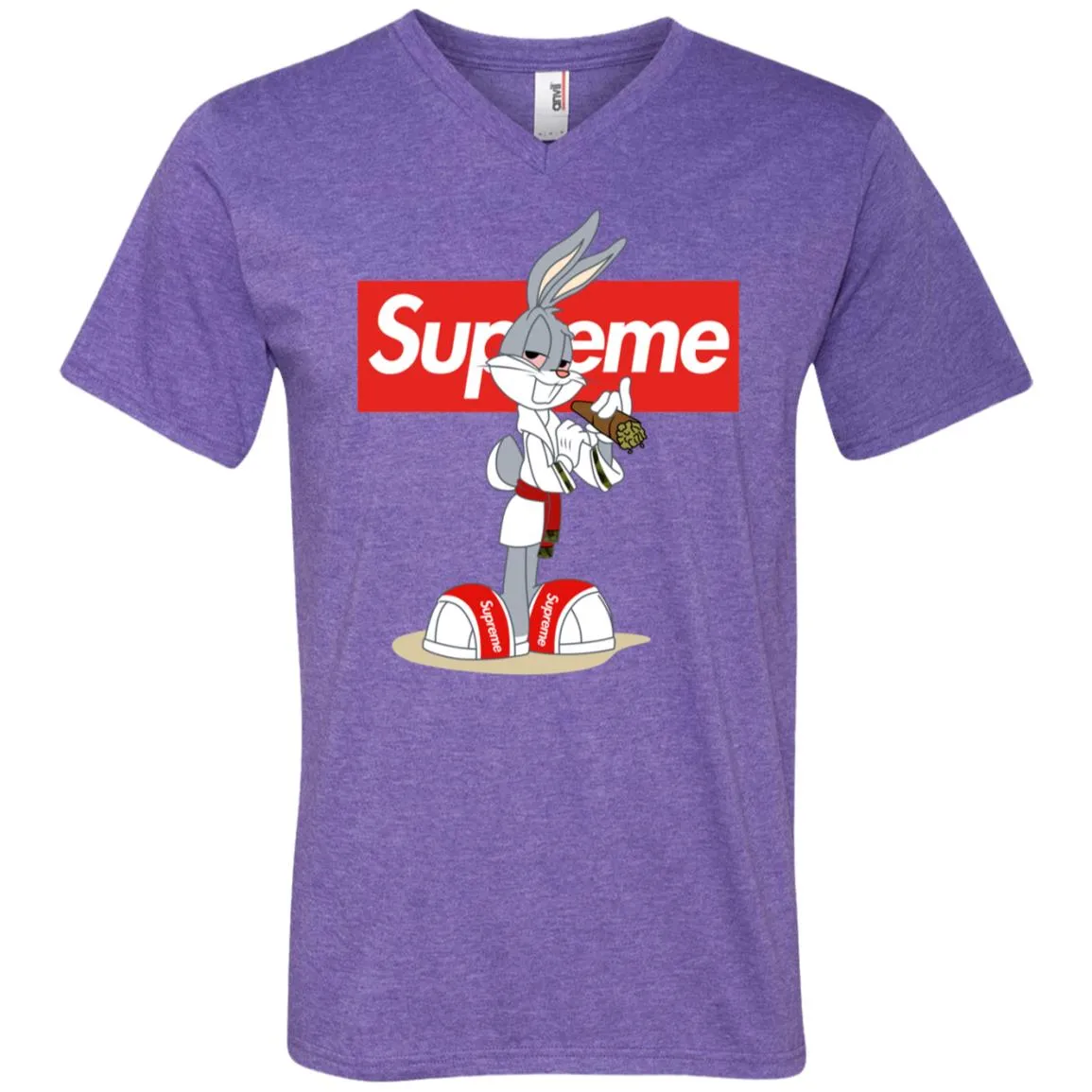 Supreme Rabbit Smoking T-shirt Men V-Neck T-Shirt