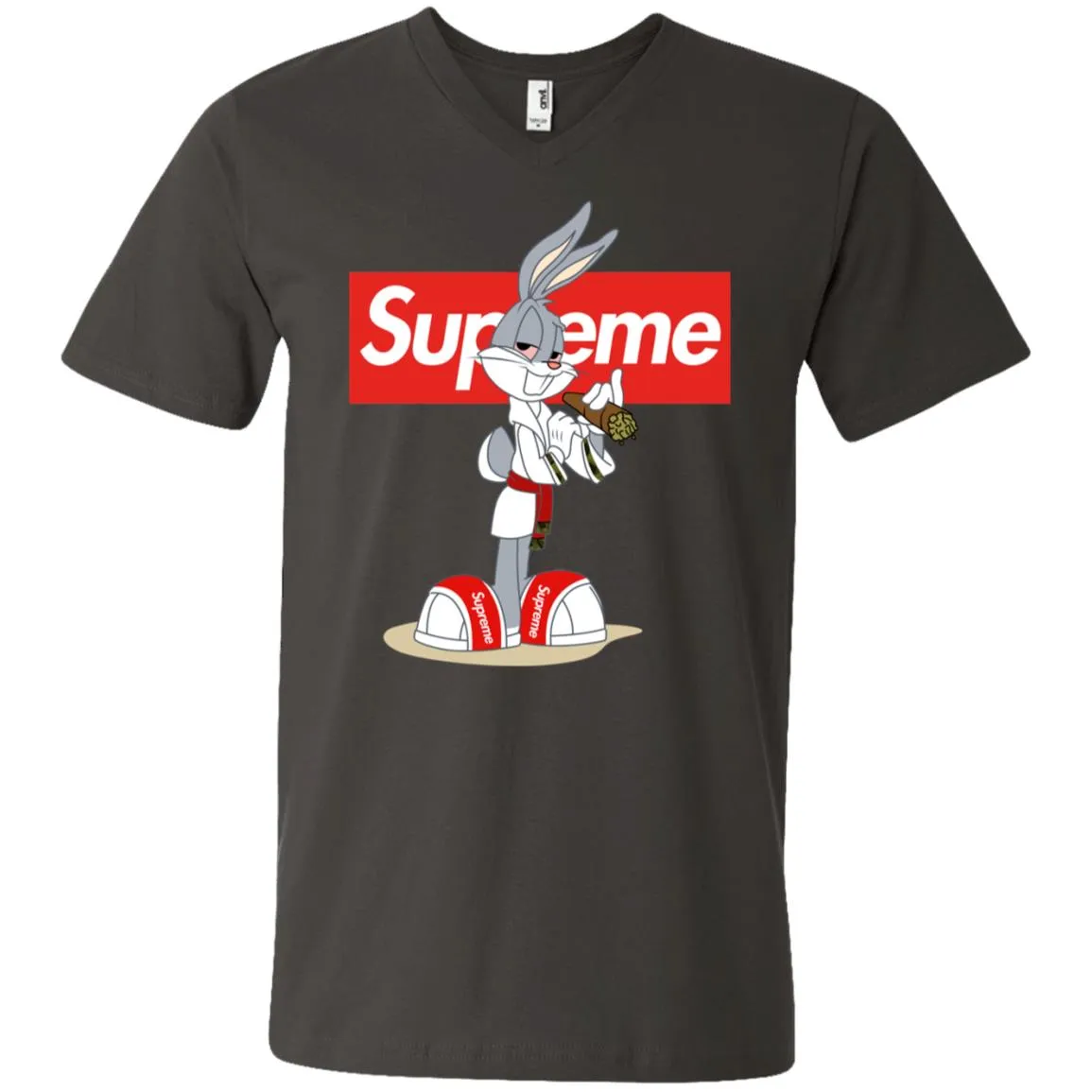 Supreme Rabbit Smoking T-shirt Men V-Neck T-Shirt