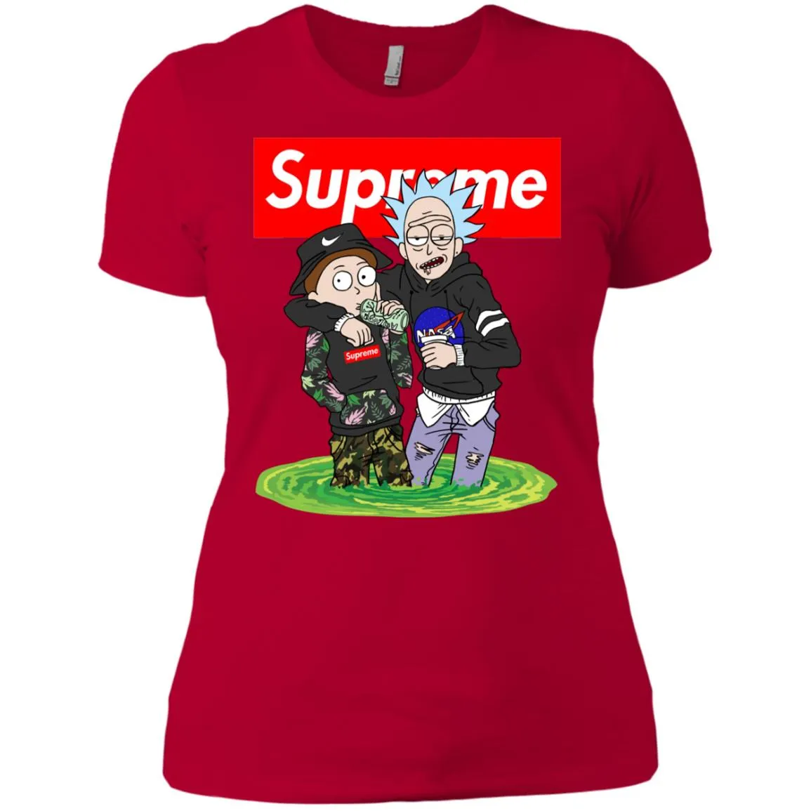 Supreme Rick And Morty T-shirt Women Cotton T-Shirt