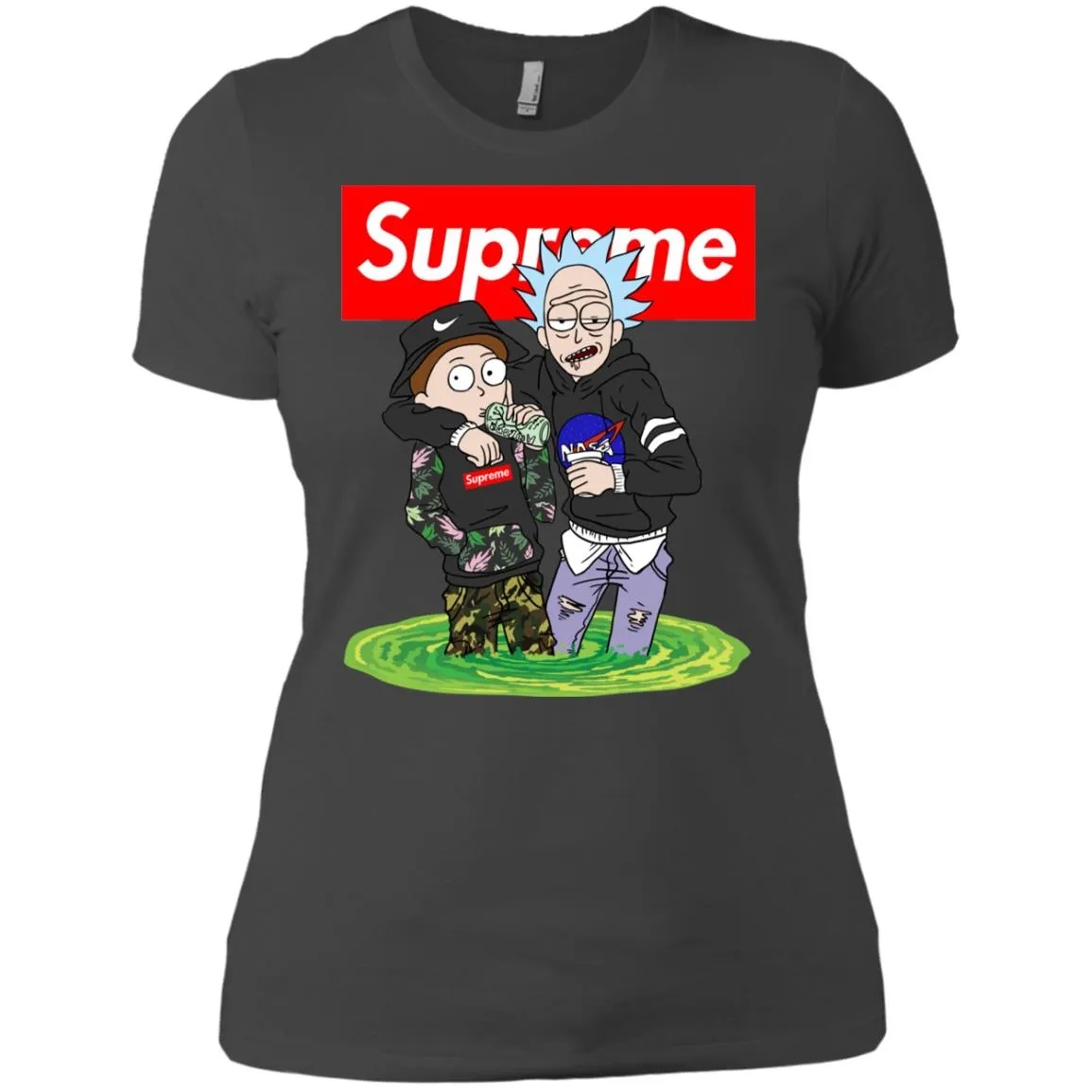 Supreme Rick And Morty T-shirt Women Cotton T-Shirt