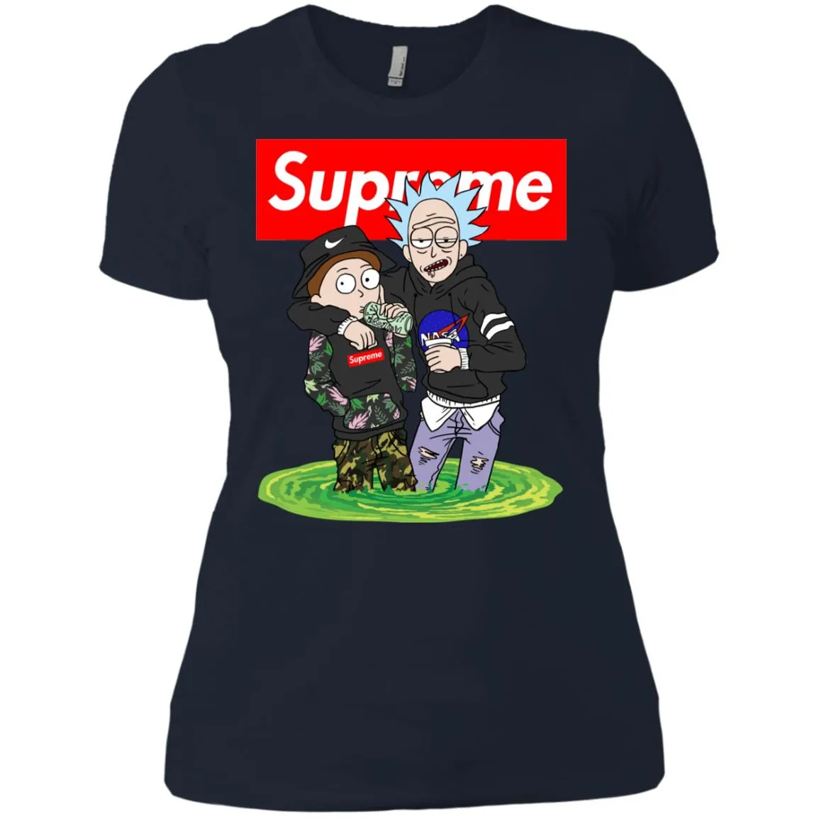 Supreme Rick And Morty T-shirt Women Cotton T-Shirt