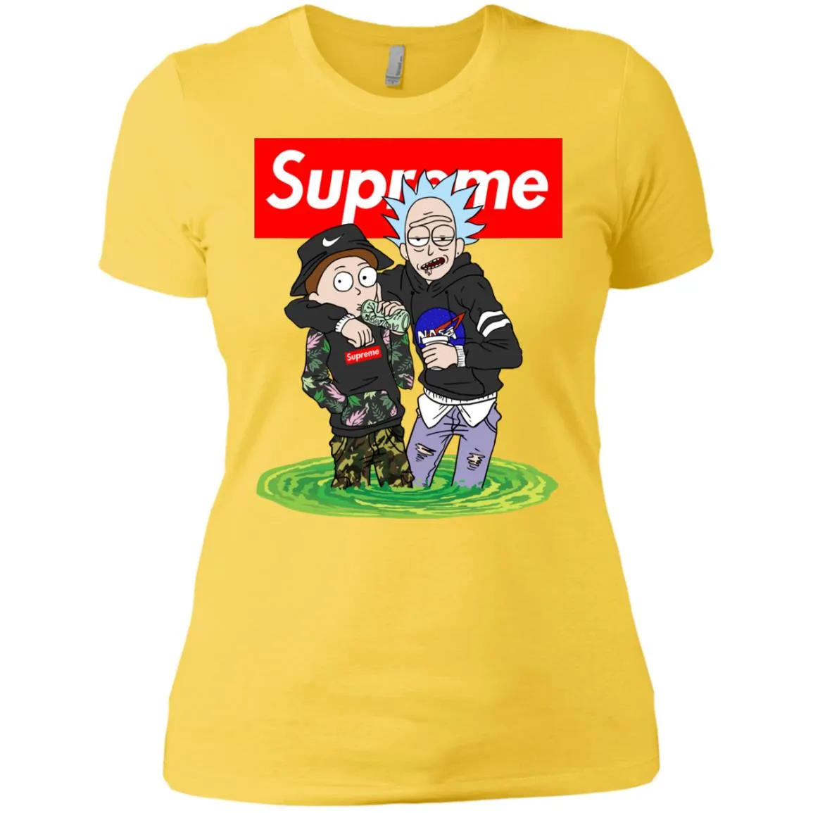 Supreme Rick And Morty T-shirt Women Cotton T-Shirt