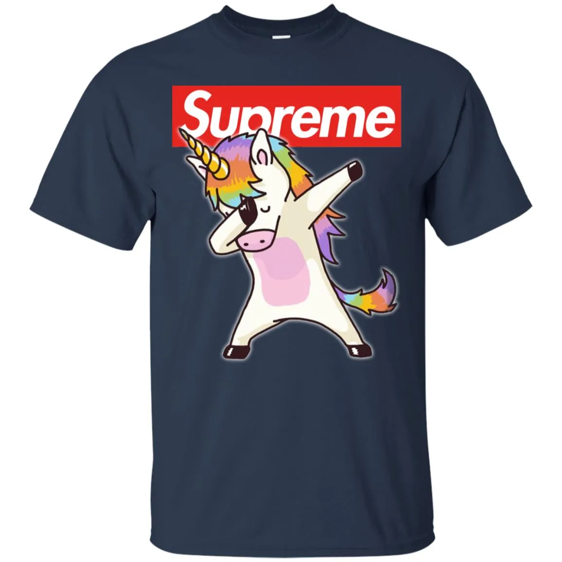 Supreme Unicorn T-shirt Dance Dabbing Unicorn Men Cotton T-Shirt