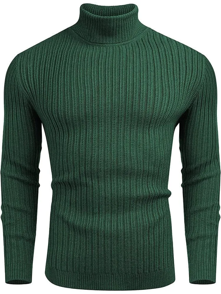 Turtleneck Knitted Classic Ribbed Sweater (Us Only)