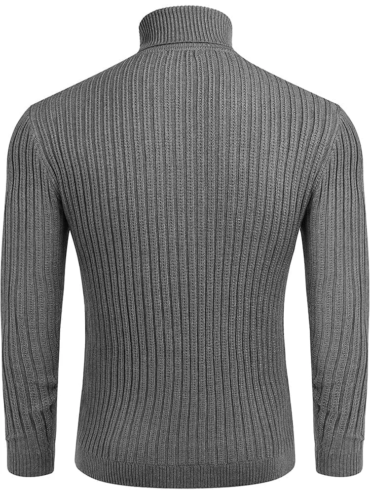 Turtleneck Knitted Classic Ribbed Sweater (Us Only)