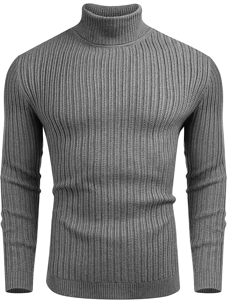 Turtleneck Knitted Classic Ribbed Sweater (Us Only)