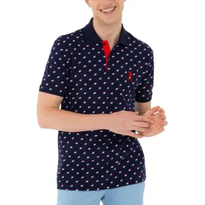 U.S. POLO ASSN. Short Sleeve Flags Front Knit Polo Shirt Men - NVY