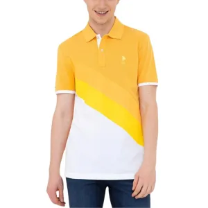 U.S. POLO ASSN. Short Sleeve Striped Front Knit Polo Shirt Men - WHTYEL