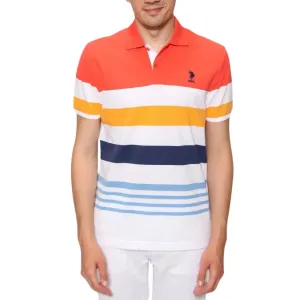 U.S. POLO ASSN. Short Sleeve Striped Front Knit Polo Shirt Men - WLTWHT