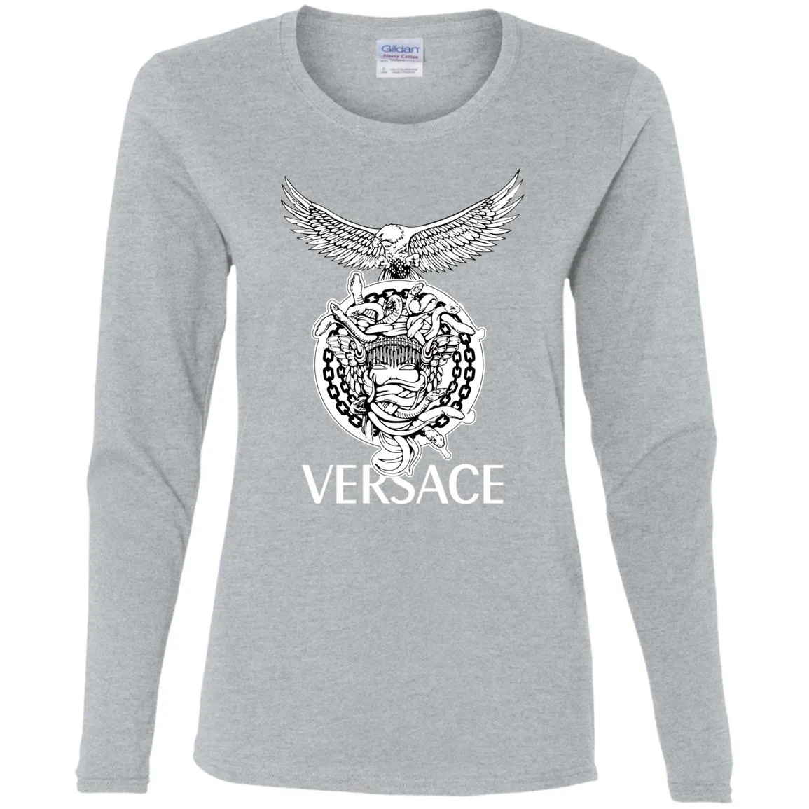 Versace Supervip Logo T-shirt Women Long Sleeve Shirt