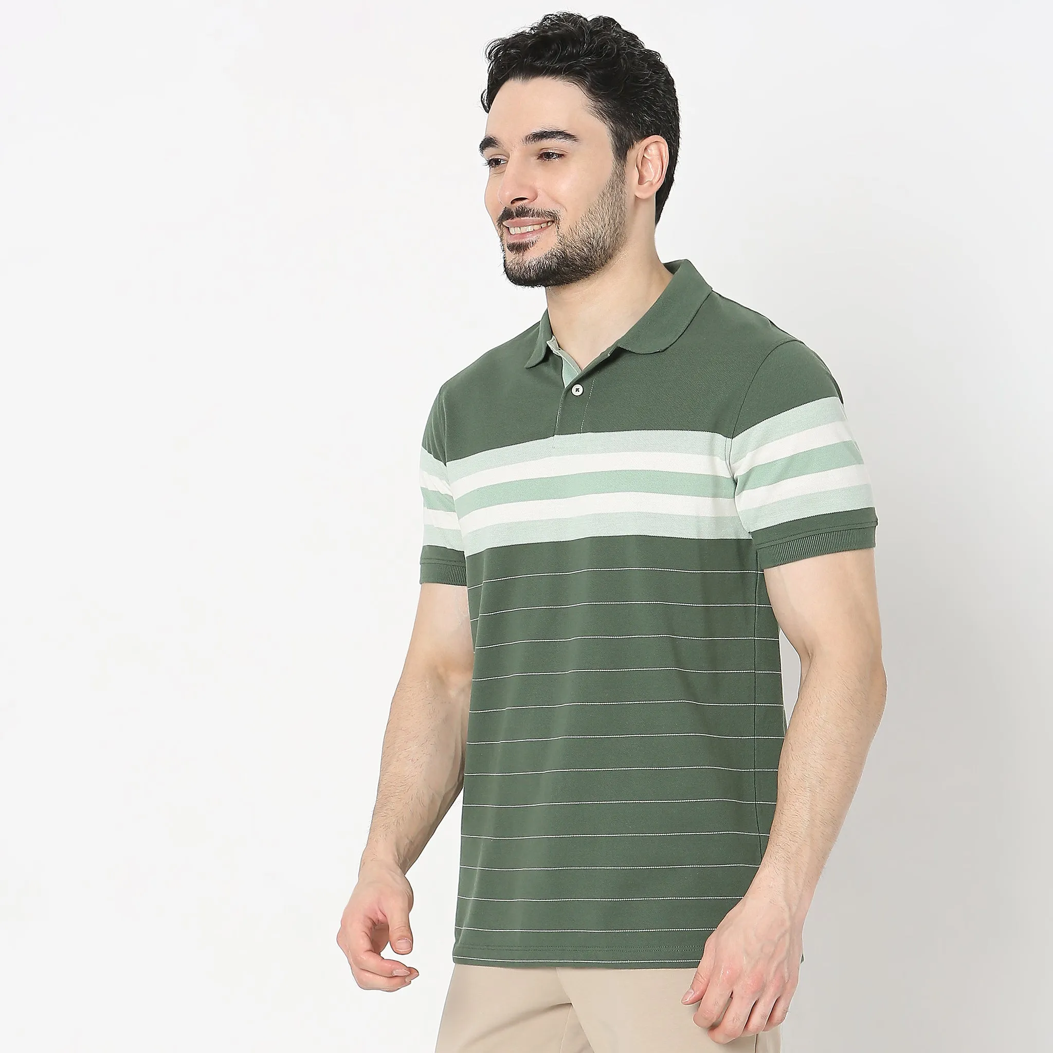 Weekend Polo™ - Exclusive Stripes Pattern Regular Fit Polo T-Shirt