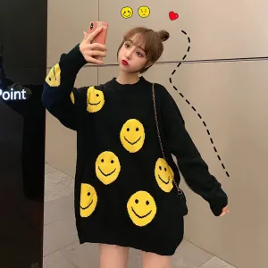 Winter Knitted Smiley Face Casual Sweater