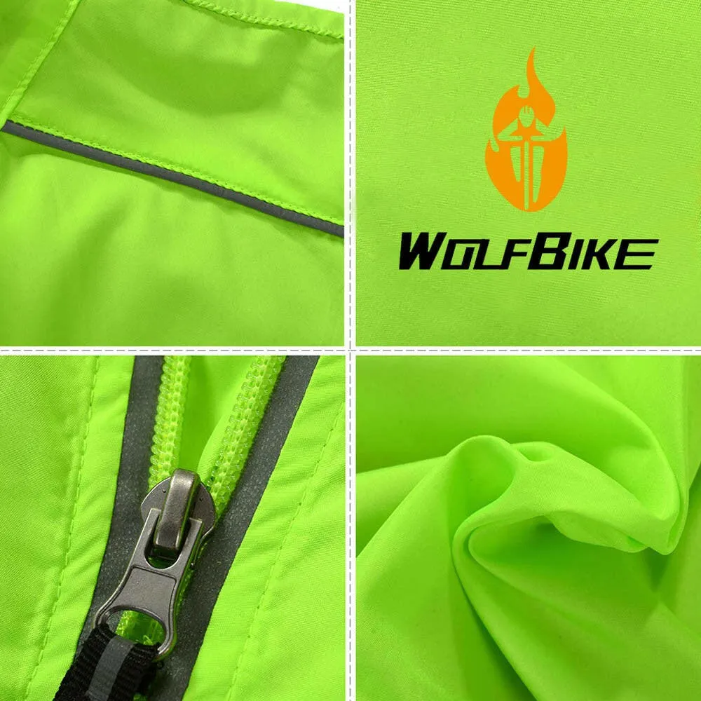 WOLFBIKE Cycling Jersey Men Riding Breathable Jacket Cycle Clothing Bike Long Sleeve Wind Coat Green L