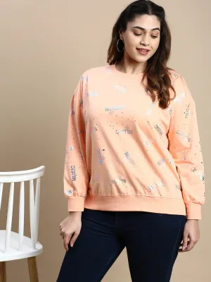 Women Typography Peach Top