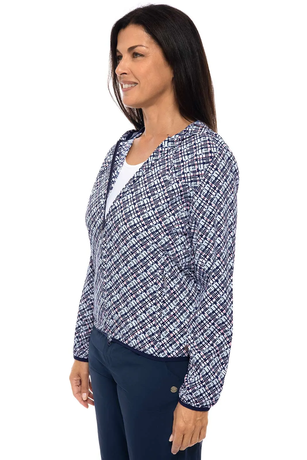 Women's Arcadian Packable Sunblock Jacket  |  Navy Gulf Stream Stripe