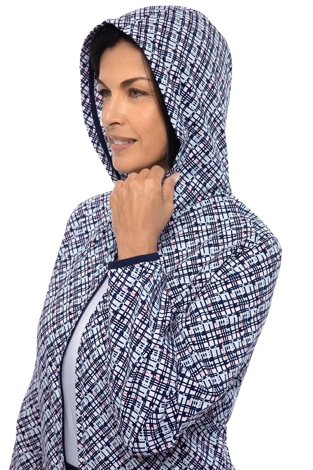 Women's Arcadian Packable Sunblock Jacket  |  Navy Gulf Stream Stripe