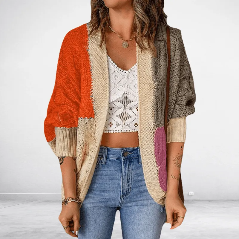 Women's Color Block Knit Cardigan Sweater