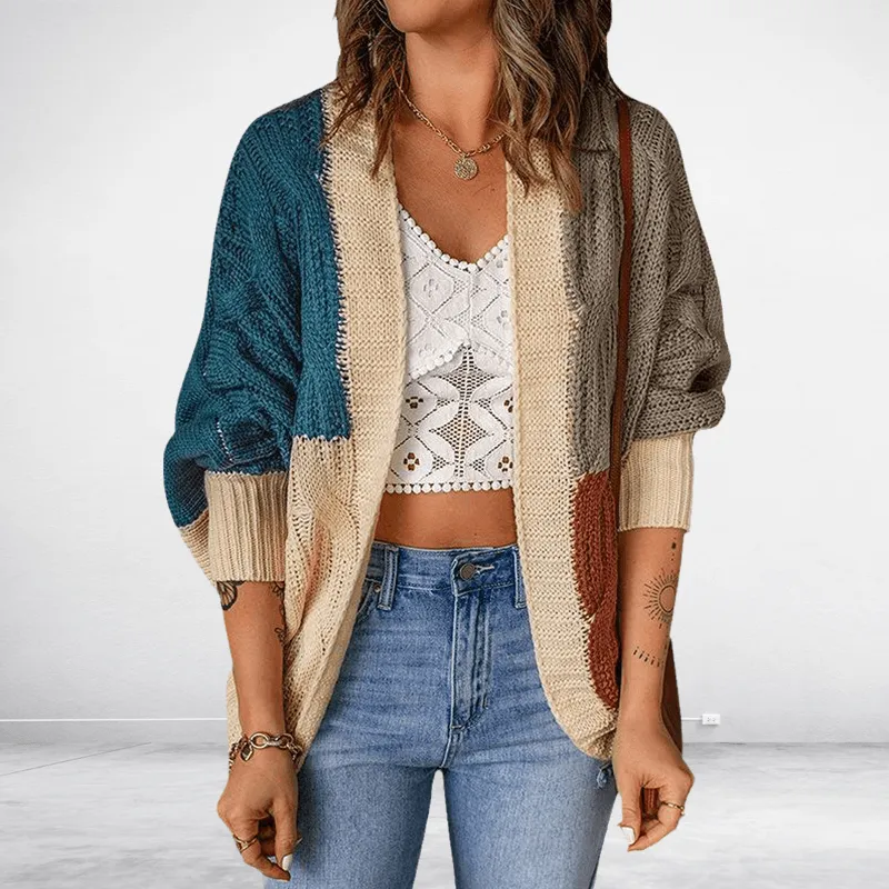 Women's Color Block Knit Cardigan Sweater