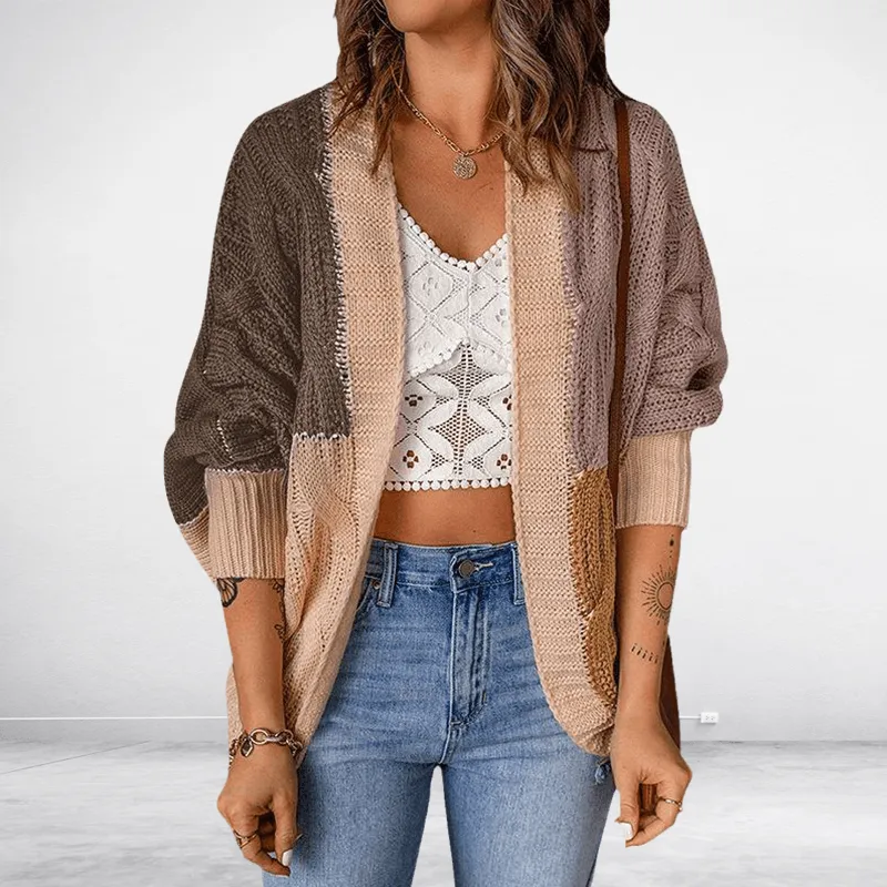 Women's Color Block Knit Cardigan Sweater