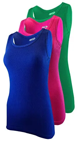 Women's Cotton Sleeveless Tank Tops |  Fuchsia, Green, Royal Blue