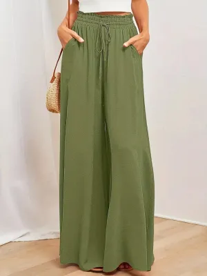 Women's Wide Leg Palazzo Pants / Army Green