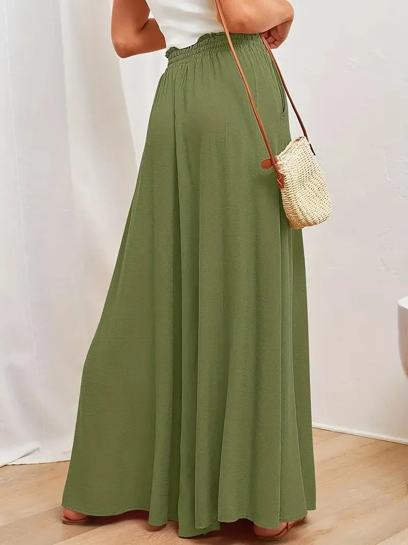 Women's Wide Leg Palazzo Pants / Army Green