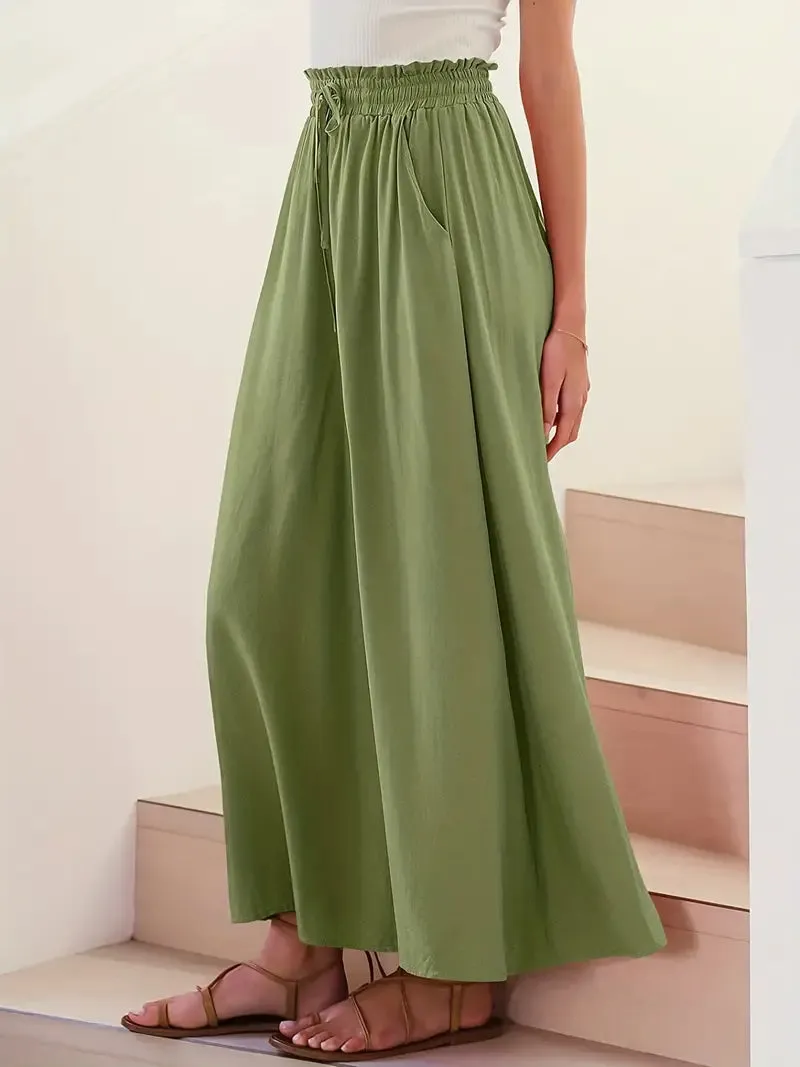 Women's Wide Leg Palazzo Pants / Army Green