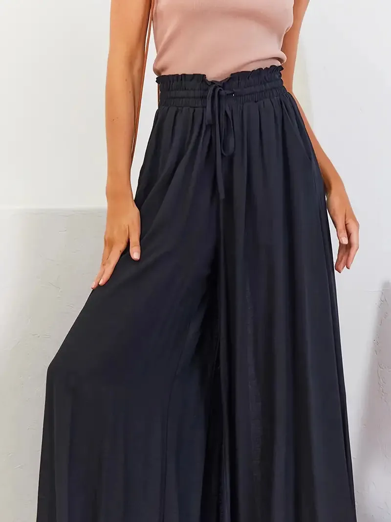 Women's Wide Leg Palazzo Pants / Black