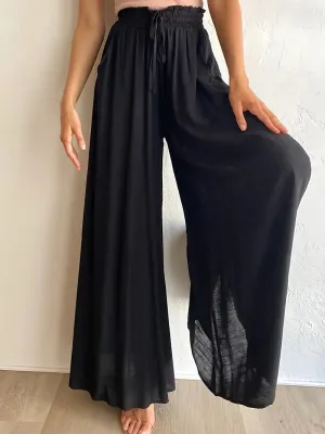 Women's Wide Leg Palazzo Pants / Black