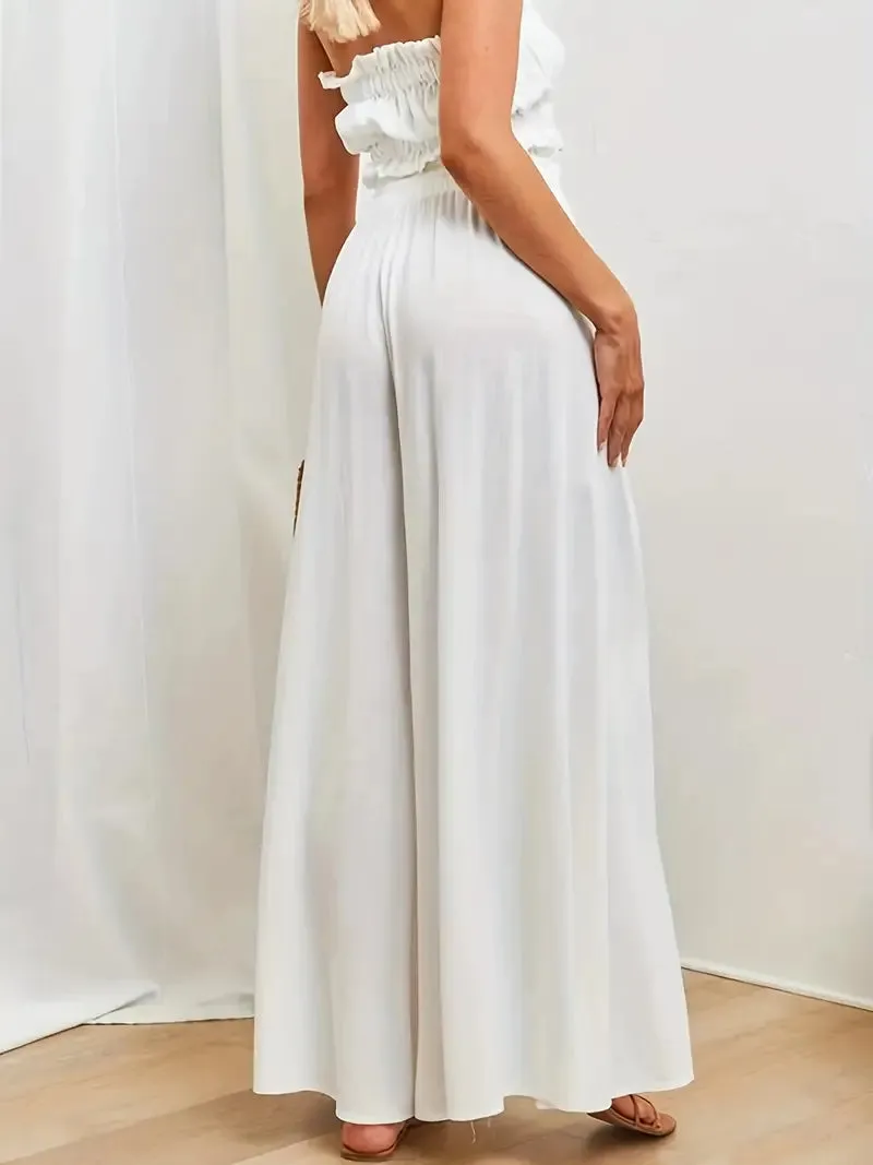 Women's Wide Leg Palazzo Pants / White