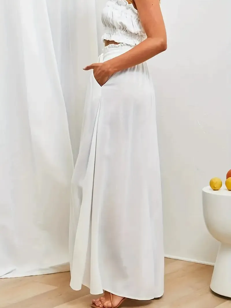 Women's Wide Leg Palazzo Pants / White